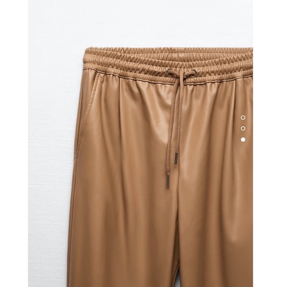 ZARA FAUX LEATHER JOGGING PANTS TAUPE BROWN  SIZE M - Picture 3 of 3